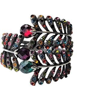 Multicolored Rhinestone Hinged Cuff Bracelet